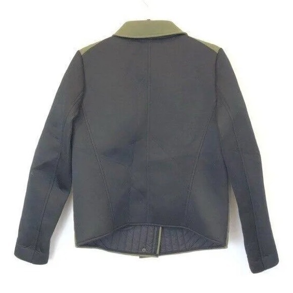 Tibi Quilted Olive Black Moto Jacket S - Picture 5 of 6